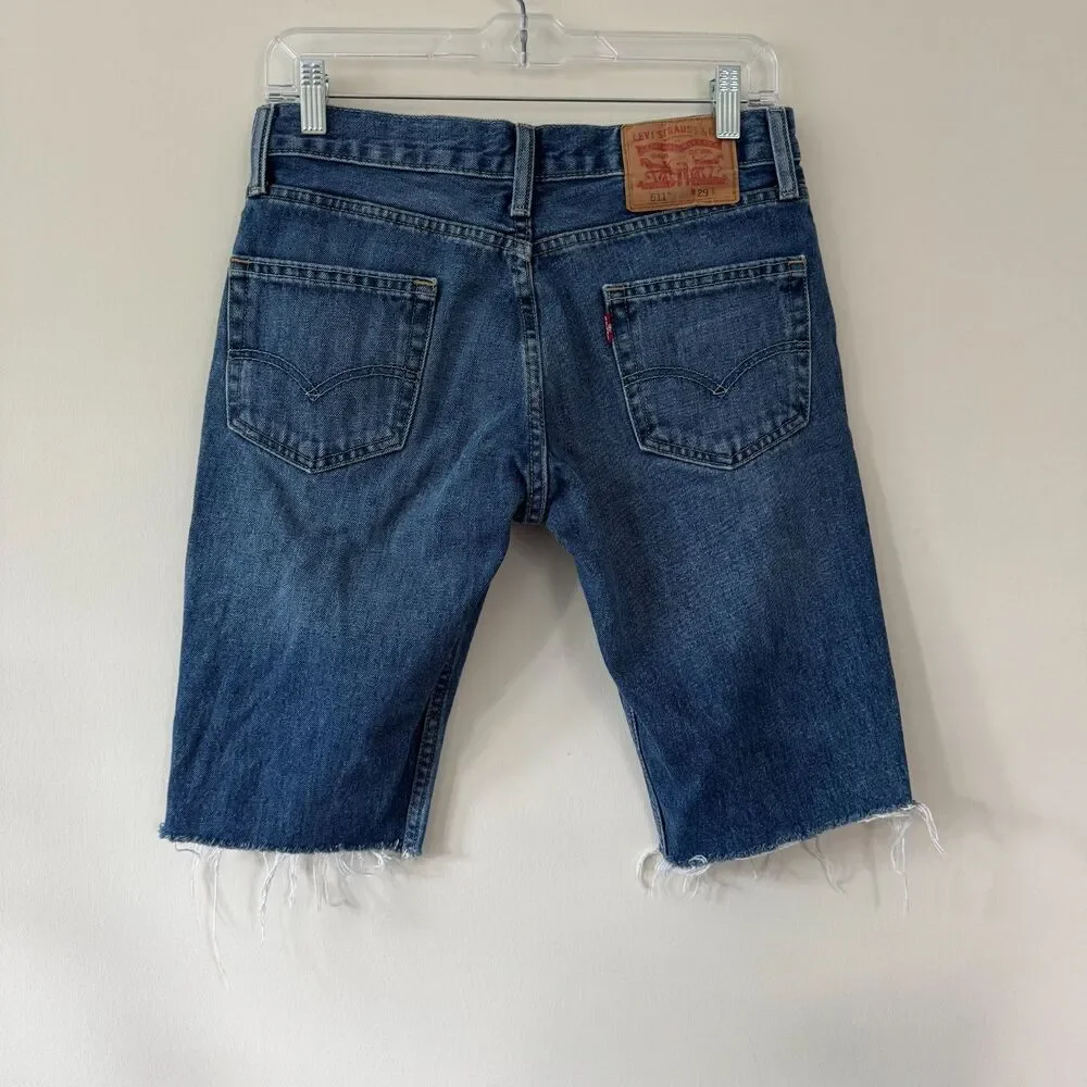 Levi's Men's Blue Denim Raw Hem Bermuda Shorts Size 29